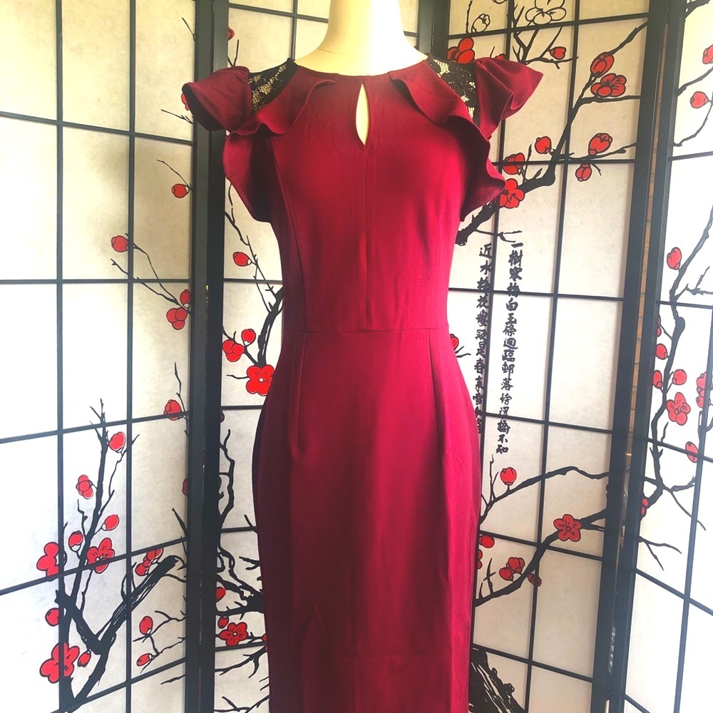 NWT Knitee Dress Size Medium Red Pencil Dress